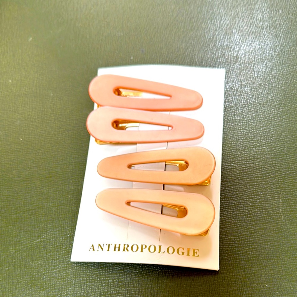 Anthropologie Peach Hair Clips Set
